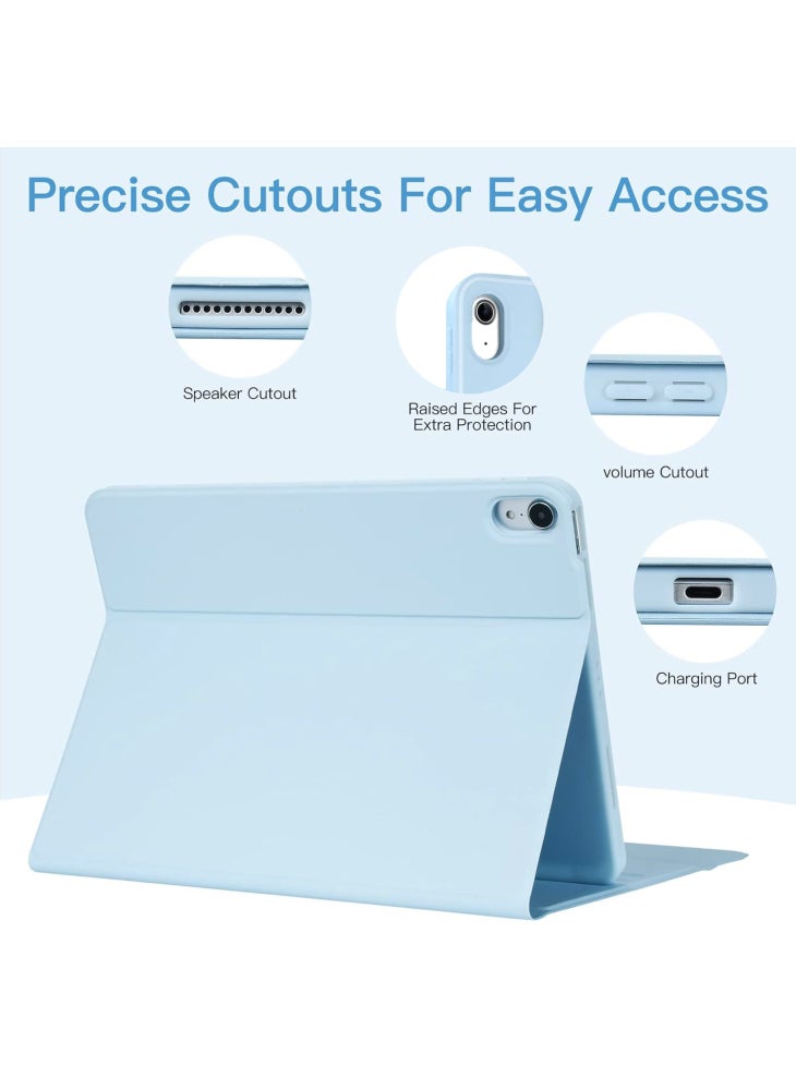 Leather Case for iPad Air 11 (2025) (2024)/iPad Air (2022) (2020) Bluetooth-Compatible Keyboard Stand Cover - Sky Blue - Image 3